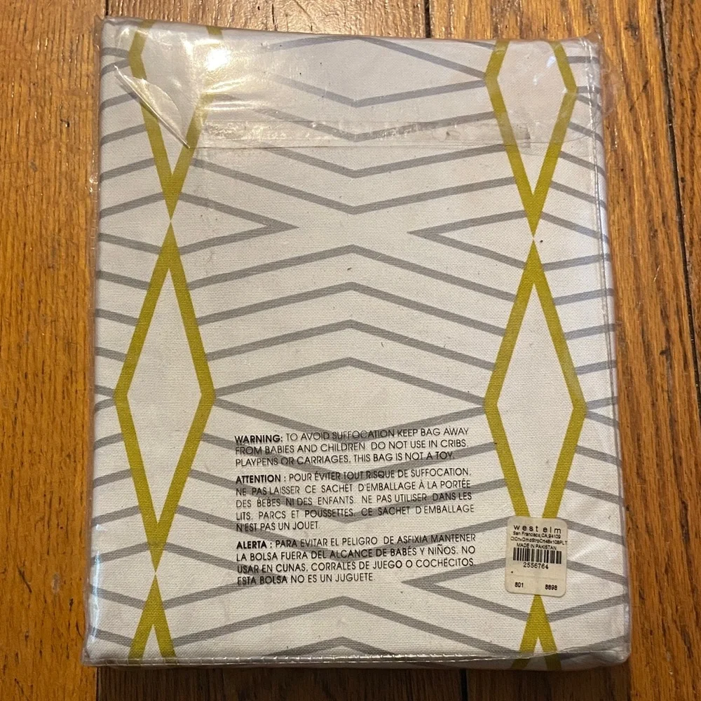 West Elm Cotton Canvas Curtain with Geometric Pattern